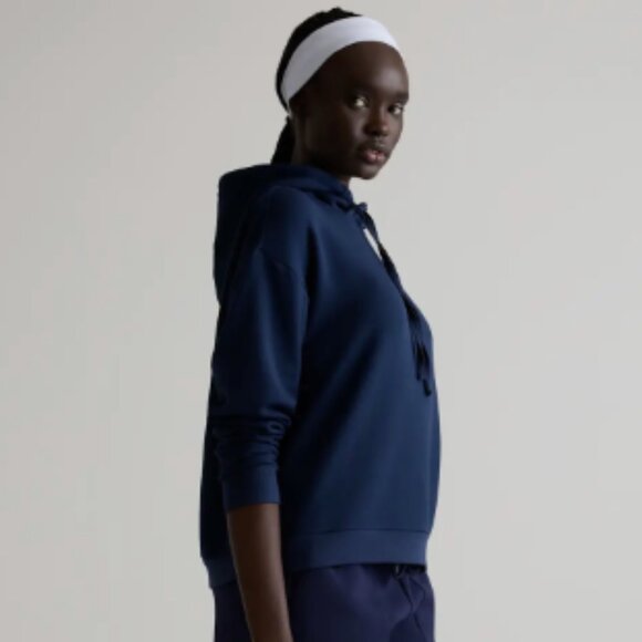 Quince SuperSoft Fleece Pullover Hoodie Navy Size XL - Picture 2 of 6